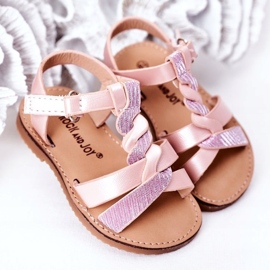 Sandalias infantiles rosas con purpurina. 2