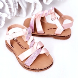 Sandalias infantiles rosas con purpurina. 1