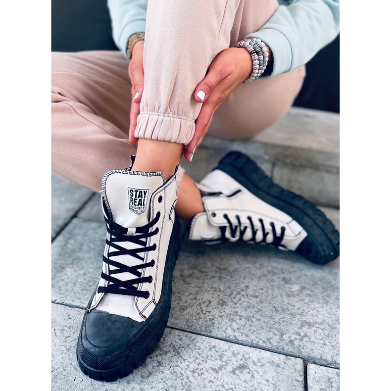 Kaya zapatillas altas BEIGE / NEGRO 2