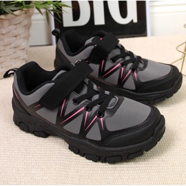 Zapatos de trekking para niños impermeables con cierre adhesivo gris American Club negro 4