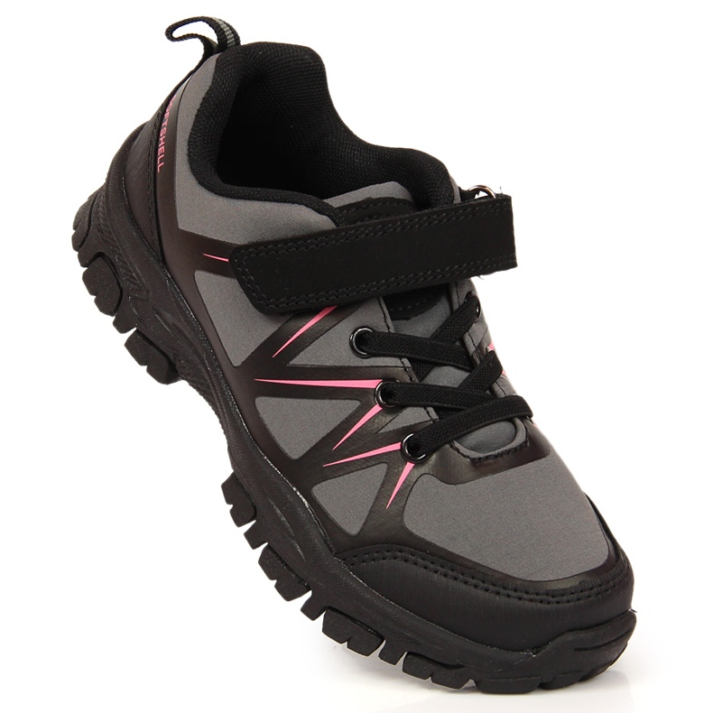 Zapatos de trekking para niños impermeables con cierre adhesivo gris American Club negro 1
