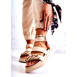 Sandalias Piel Con Cadena La.Fi Beige Alissia 1