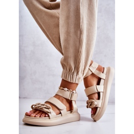 Sandalias Piel Con Cadena La.Fi Beige Alissia 2