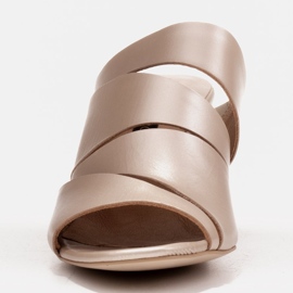 Marco Shoes Pantuflas mujer piel, corte rayas dorado 3
