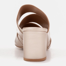 Marco Shoes Pantuflas mujer piel, corte rayas dorado 5