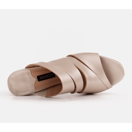 Marco Shoes Pantuflas mujer piel, corte rayas dorado 7