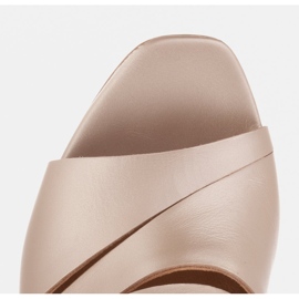 Marco Shoes Pantuflas mujer piel, corte rayas dorado 9
