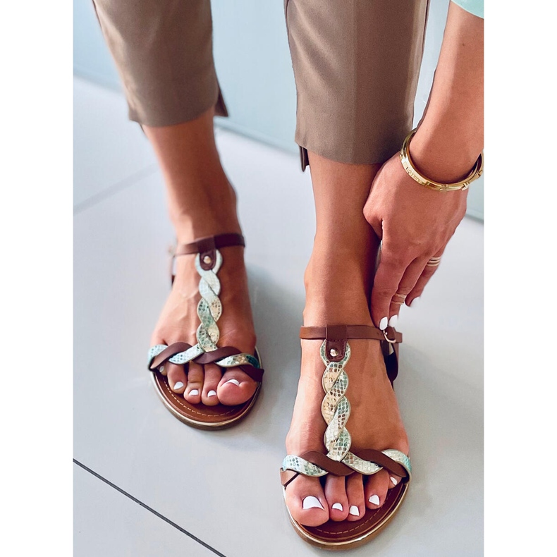 Sandalias mujer Basma Camel irisadas marrón 1