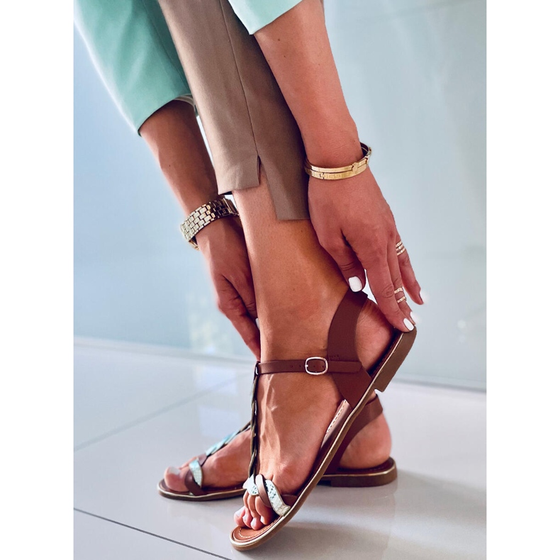 Sandalias mujer Basma Camel irisadas marrón 2