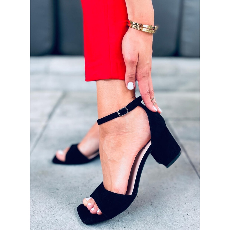 Sandalias de mujer con tacón en ante Silence Black negro 2