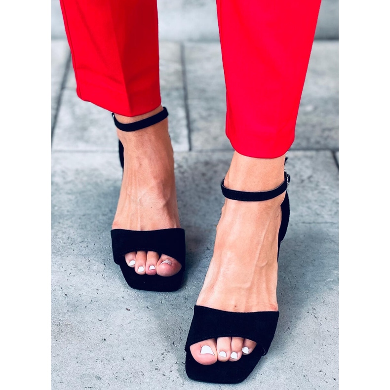 Sandalias de mujer con tacón en ante Silence Black negro 1