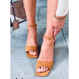 Sandalias mujer tacón ante Silence Camel marrón 4