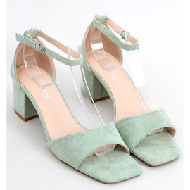 Sandalias de tacón alto en ante verde para mujer 3