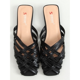 Loretta Black trenzado zapatillas de estar por casa mujer negro 1