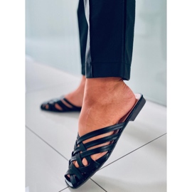 Loretta Black trenzado zapatillas de estar por casa mujer negro 2