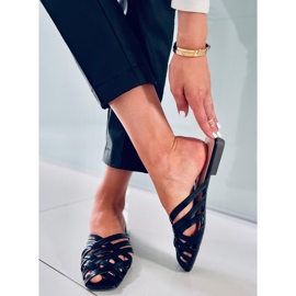 Loretta Black trenzado zapatillas de estar por casa mujer negro 4