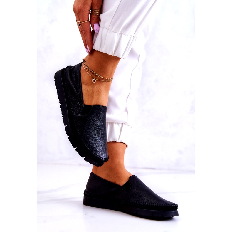 Zapatos sin cordones de cuero para mujer Maciejka 03512-01 Negro 3