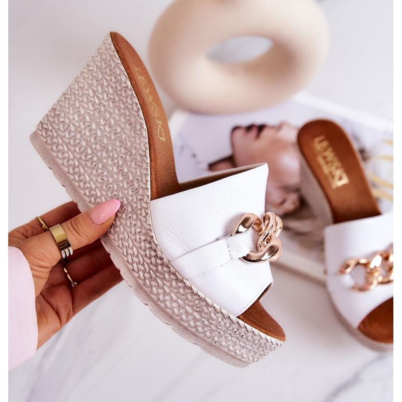 Lewski Shoes Babucha piel cuña Lewski 3062 Blanco 4