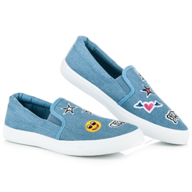Balada Slipons de mezclilla con parches azul 1