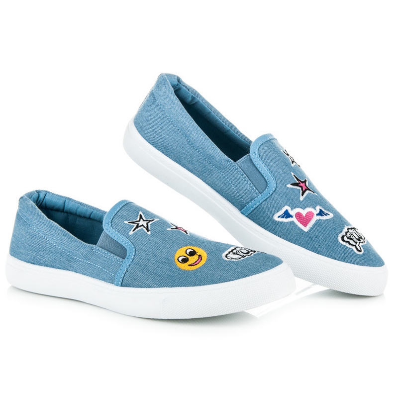 Balada Slipons de mezclilla con parches azul 1