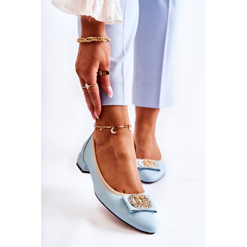 Bailarinas De Piel Con Adorno Joliet Azul 1