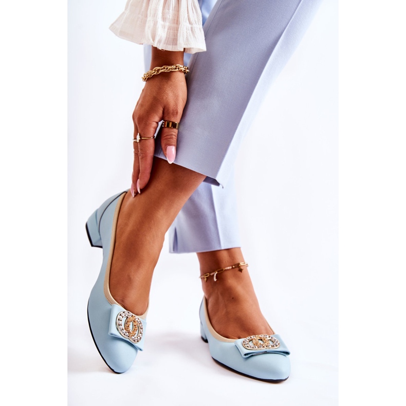 Bailarinas De Piel Con Adorno Joliet Azul 2