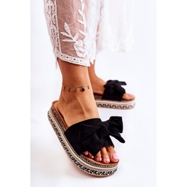PG1 Pantuflas De Mujer En Una Plataforma Masiva Con Lazo Negro Macardi 3