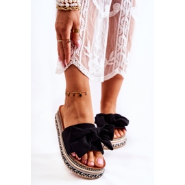 PG1 Pantuflas De Mujer En Una Plataforma Masiva Con Lazo Negro Macardi 1