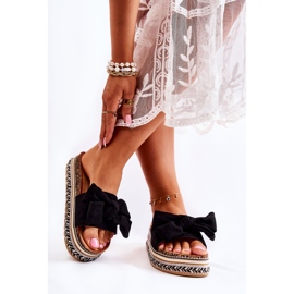 PG1 Pantuflas De Mujer En Una Plataforma Masiva Con Lazo Negro Macardi 2