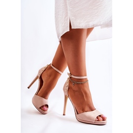 PG1 Sandalias De Mujer Con Tacones Altos Con Decoraciones Beige Livorno 5