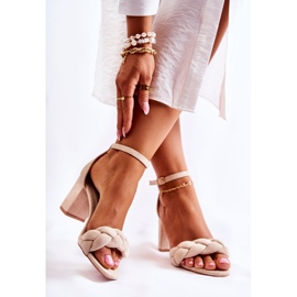 PH1 Sandalias de ante con trenza decorativa Beige Casima 2