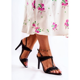 Sandalias de cuero de moda en un tacón alto Black Havanna negro 5