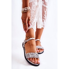 Sandalias Mujer Clásicas Con Adornos Florella Plata 1