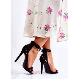 Sandalias De Mujer Con Tacón Alto Con Tachuelas Negro Carolyn dorado 6
