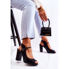Sandalias de cuero en una barra Visali negra negro 6