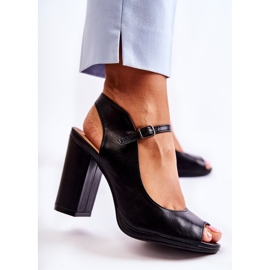 Sandalias de cuero en una barra Visali negra negro 4