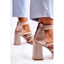 Sandalias Mujer Cuero On A Massive Bar Maciejka 05514-04 Beige-Oro 4