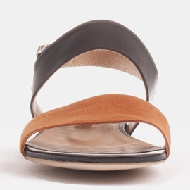 Marco Shoes Sandalias planas de piel auténtica con tacón metálico marrón 1