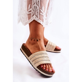S.Barski Pantuflas Clásicas De Mujer Con Cadena Beige Maddy 4