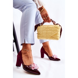 PA2 Zapatos de tacón de cuero de moda con adornos de Louna granate rojo 6