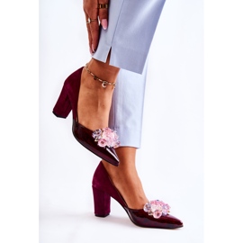 PA2 Zapatos de tacón de cuero de moda con adornos de Louna granate rojo 3