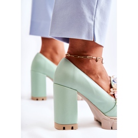 PA2 Zapatos De Salón Elegantes Con Adorno Caterine Verde Liso 3