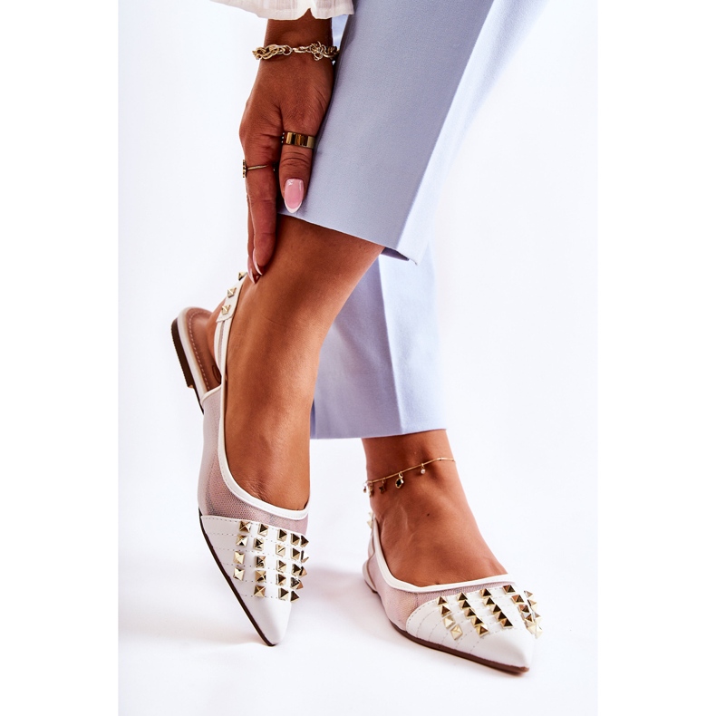 Bailarinas De Mujer Con Tachuelas Blanco Kinley 2