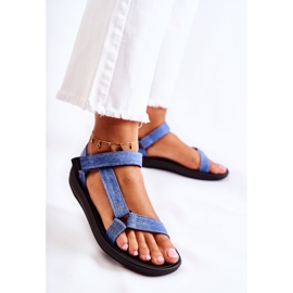 Sandalias Mujer Clásicas Con Velcro Azul Kalla 3