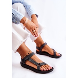 Sandalias Mujer Clásicas Con Velcro Negro Kalla 3