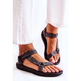 Sandalias Mujer Clásicas Con Velcro Negro Kalla 4