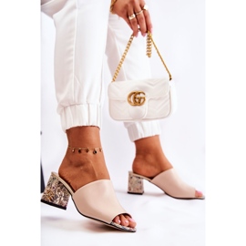 PA2 Zapatillas Mujer Piel Tacón Flores Beige Nessita 5