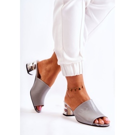 PA2 Pantuflas Mujer Piel Con Tacón Gris Perry 4
