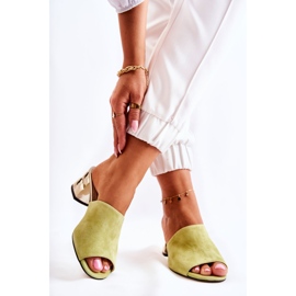 PA2 Pantuflas Mujer Ante Tacón Verde Perry 2