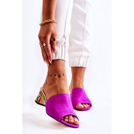 PA2 Pantuflas Mujer Ante Tacón Alto Fucsia Perry rosa 1